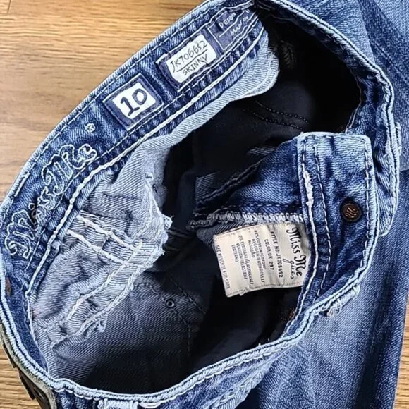 MISS ME VITAGE 10x26 GIRLS JK7066S2 SKINNY, MEDIUM FADED WASH DENIM BLUE JEANS - Picture 6 of 8